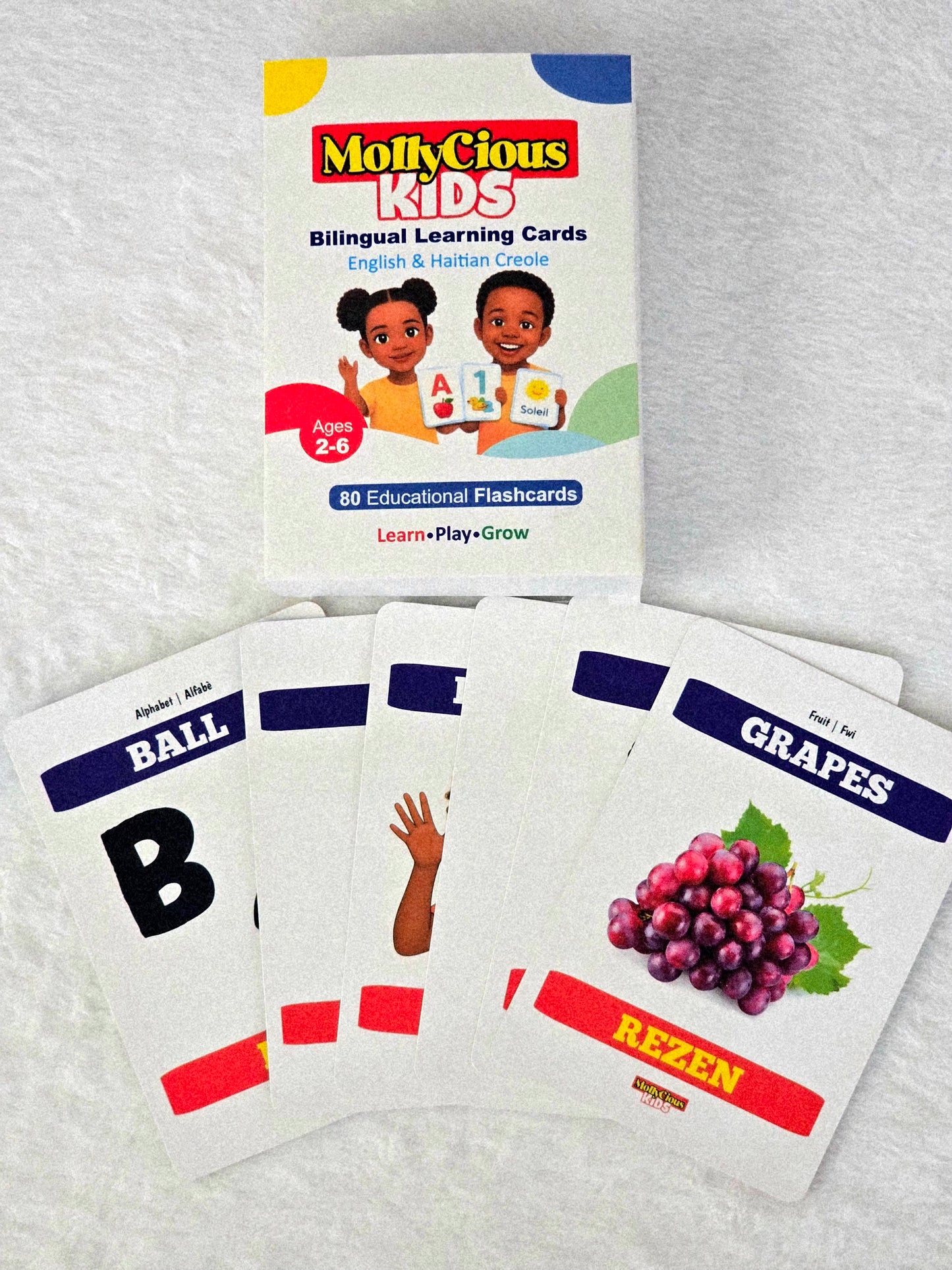MollyCious Kids - English & Haitian Creole Learning Flashcards